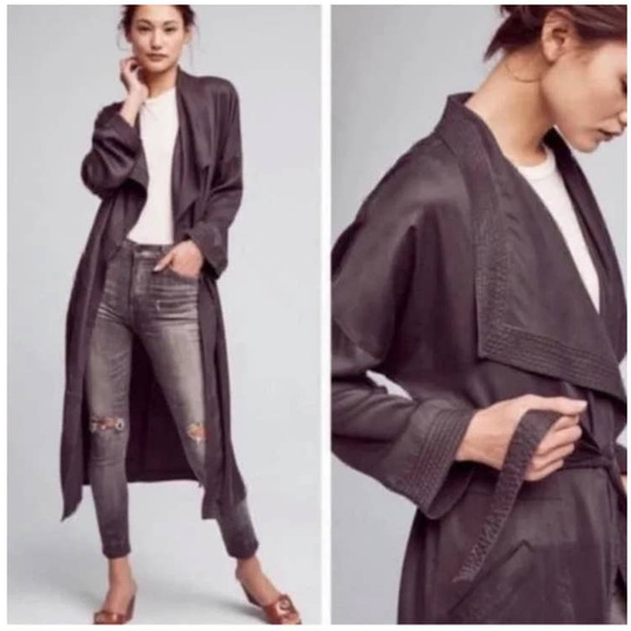 *NEW Anthropologie Hei-Hei charcoal gray duster trach coat - Picture 1 of 8